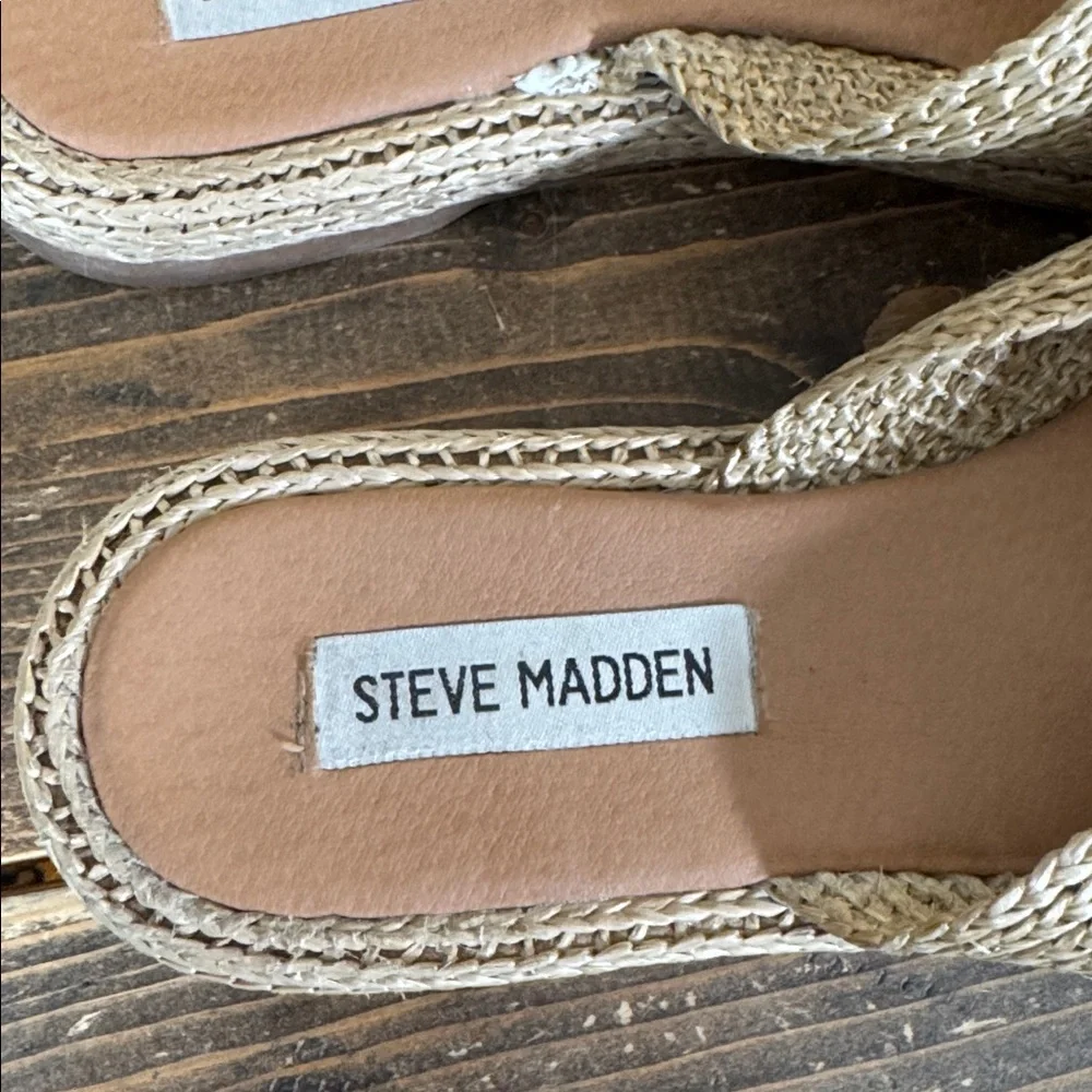 Steve Madden Beige Woven Slide Sandals - Picture 2 of 8